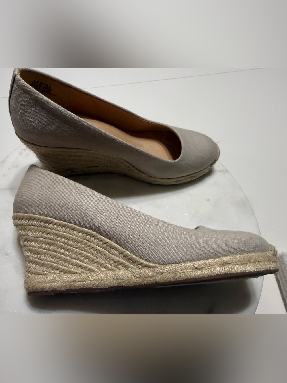 J. Crew Classic Canvas Espadrille Wedge Pumps - Taupe
